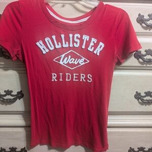 Hollister Red 'Wave Riders' Logo Short Sleeve Tee